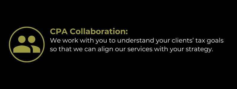 Infographic showing collaboration between CPAs, EAs, and bookkeeping partners to provide complete financial services for clients